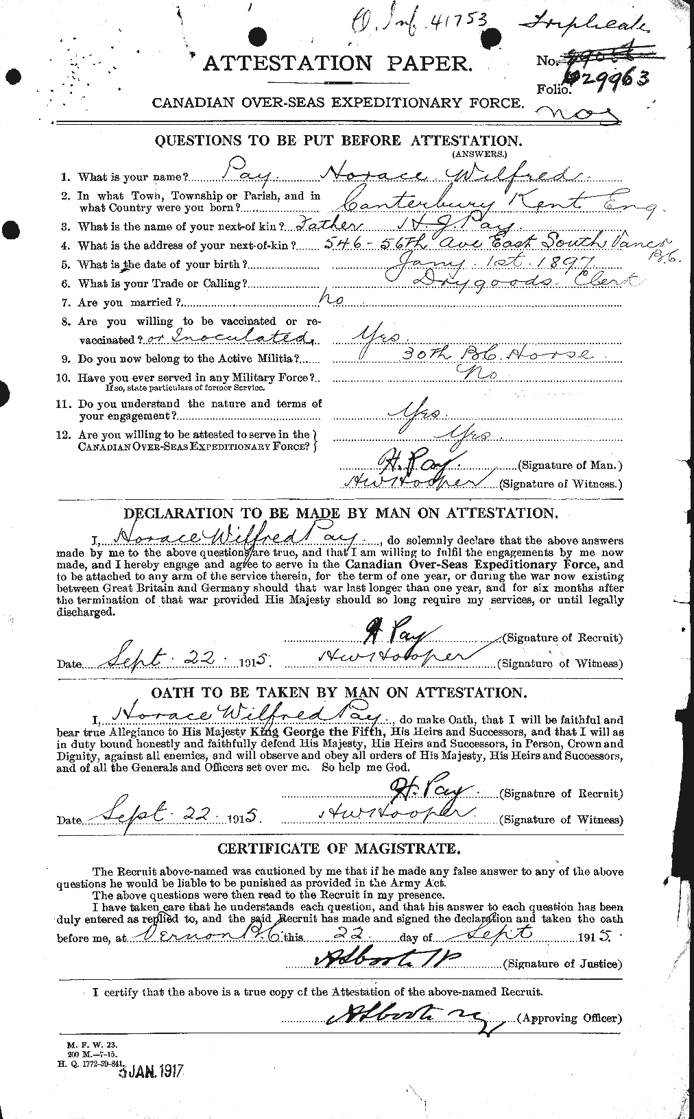 Personnel Records of the First World War - CEF 569703a