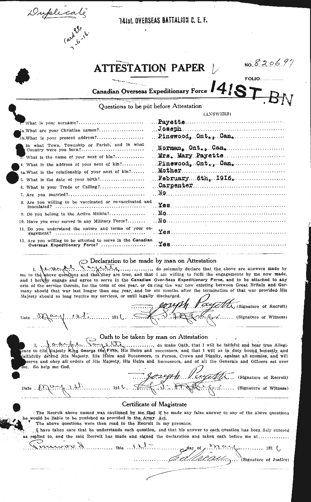 Personnel Records of the First World War - CEF 569750a
