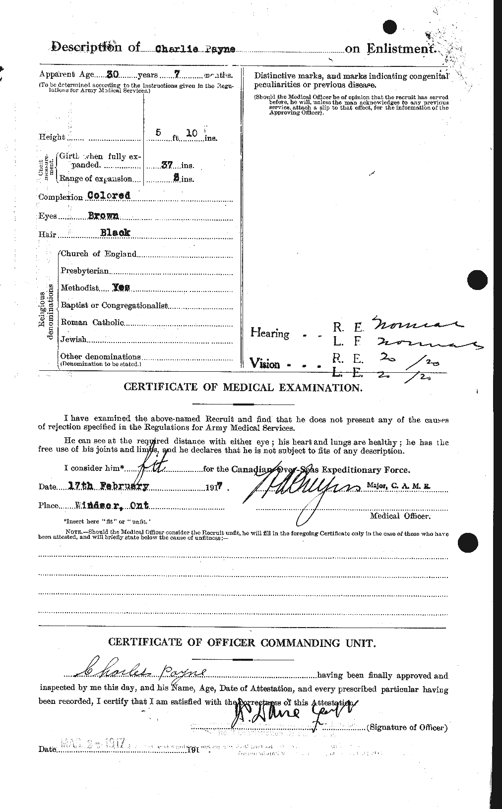 Dossiers du Personnel de la Première Guerre mondiale - CEC 569860b