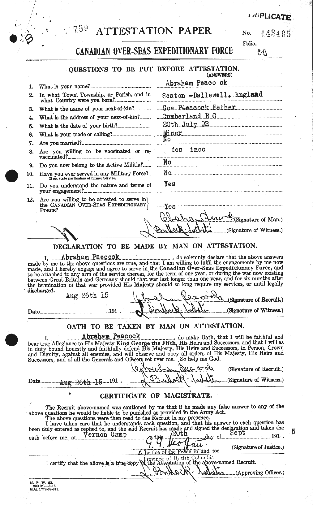 Personnel Records of the First World War - CEF 570318a