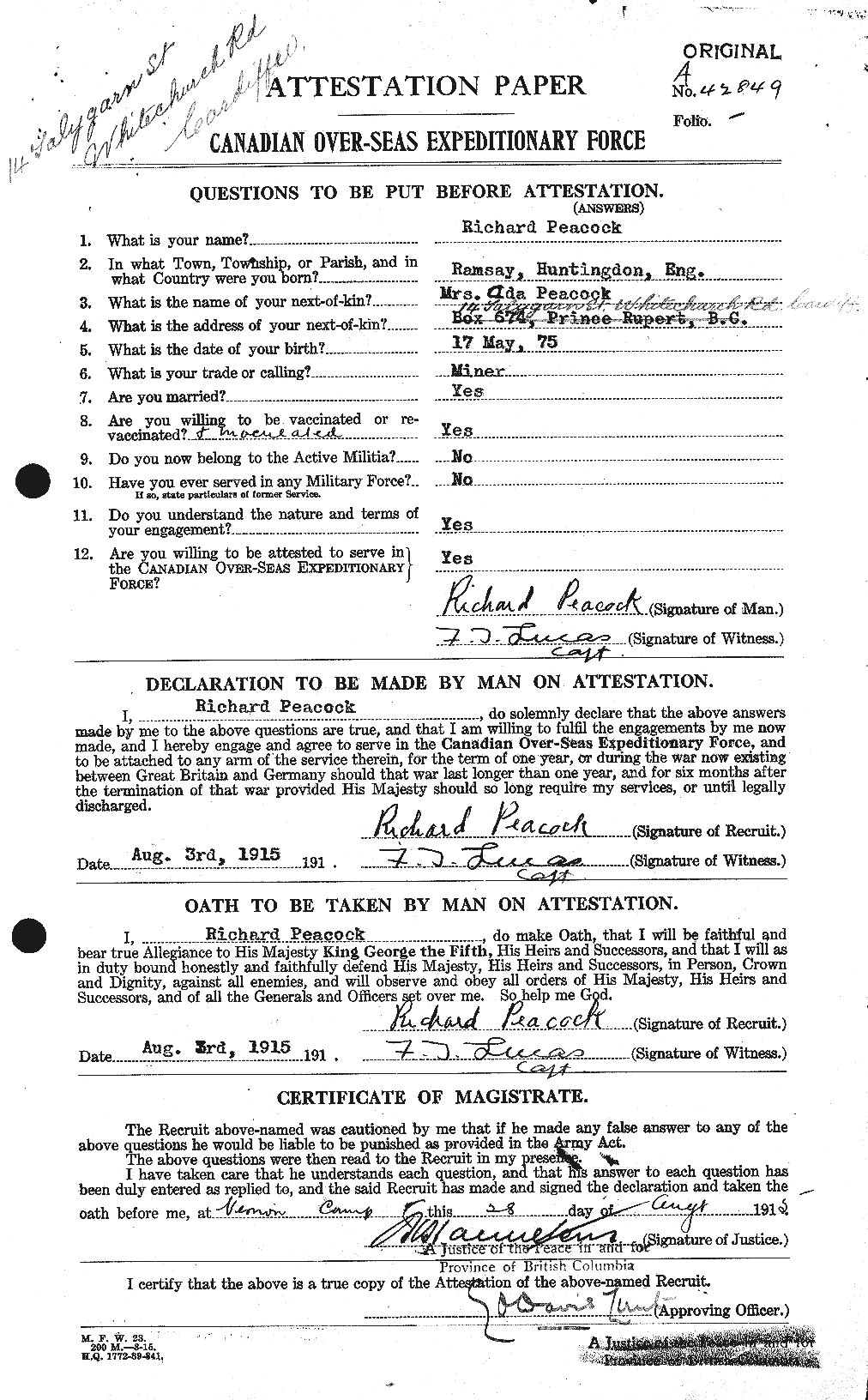 Personnel Records of the First World War - CEF 570398a