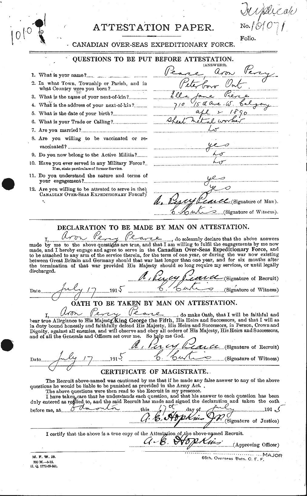Personnel Records of the First World War - CEF 570534a