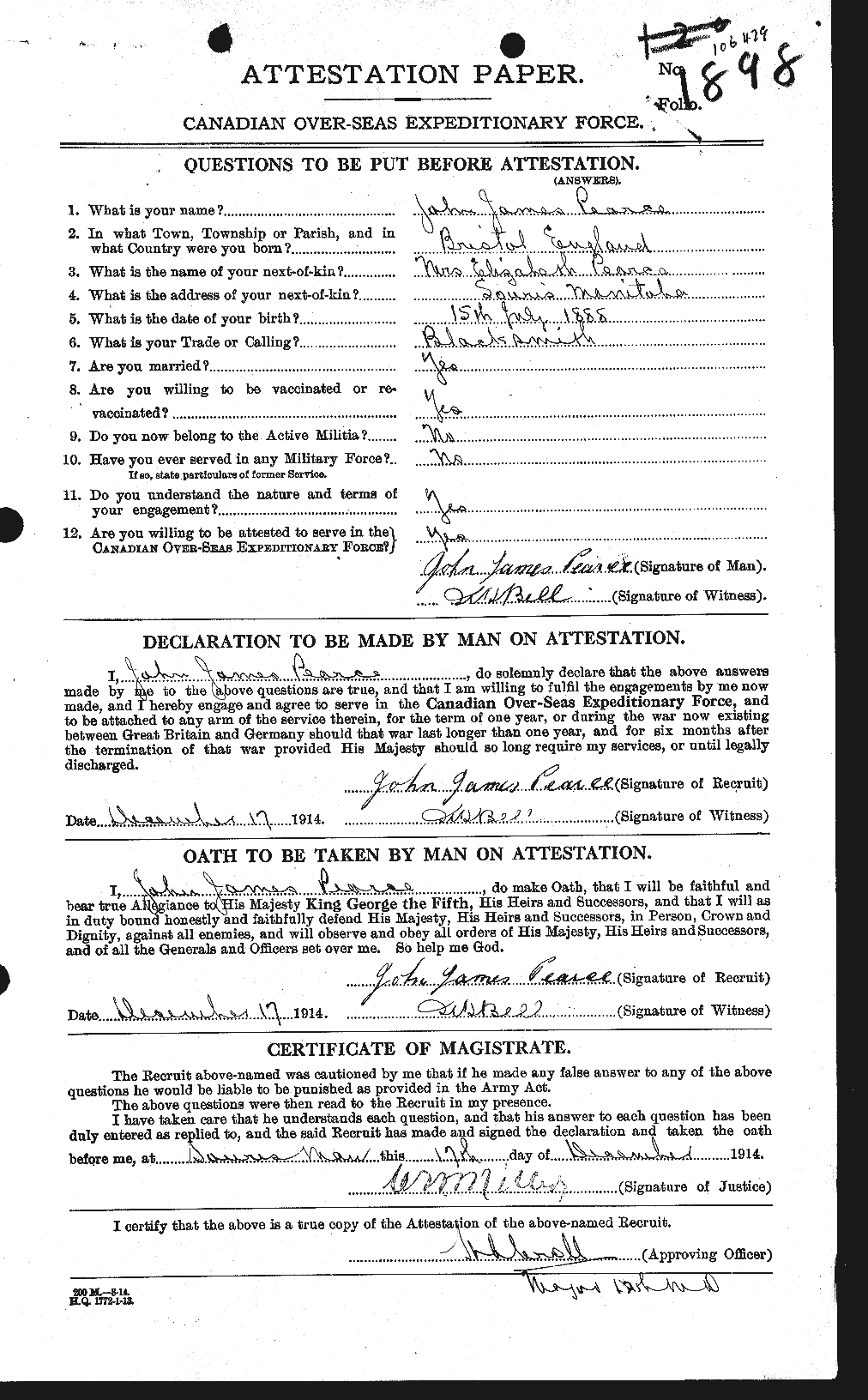 Personnel Records of the First World War - CEF 570700a