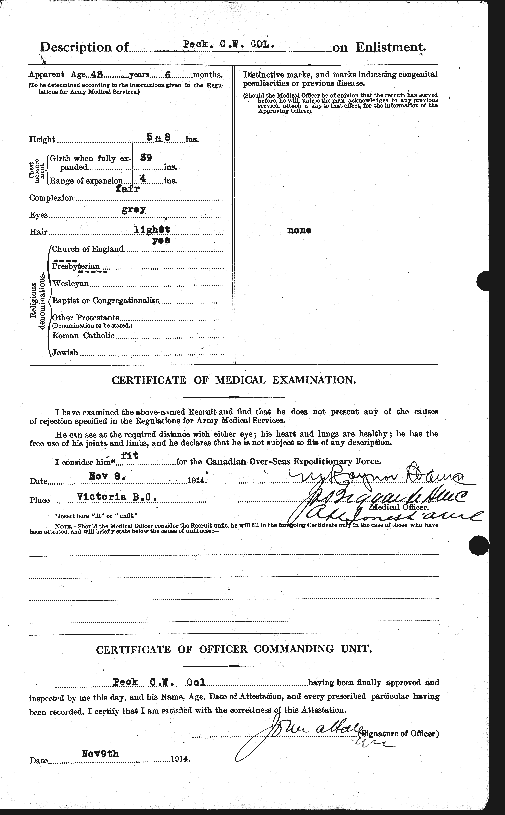 Dossiers du Personnel de la Première Guerre mondiale - CEC 570903b