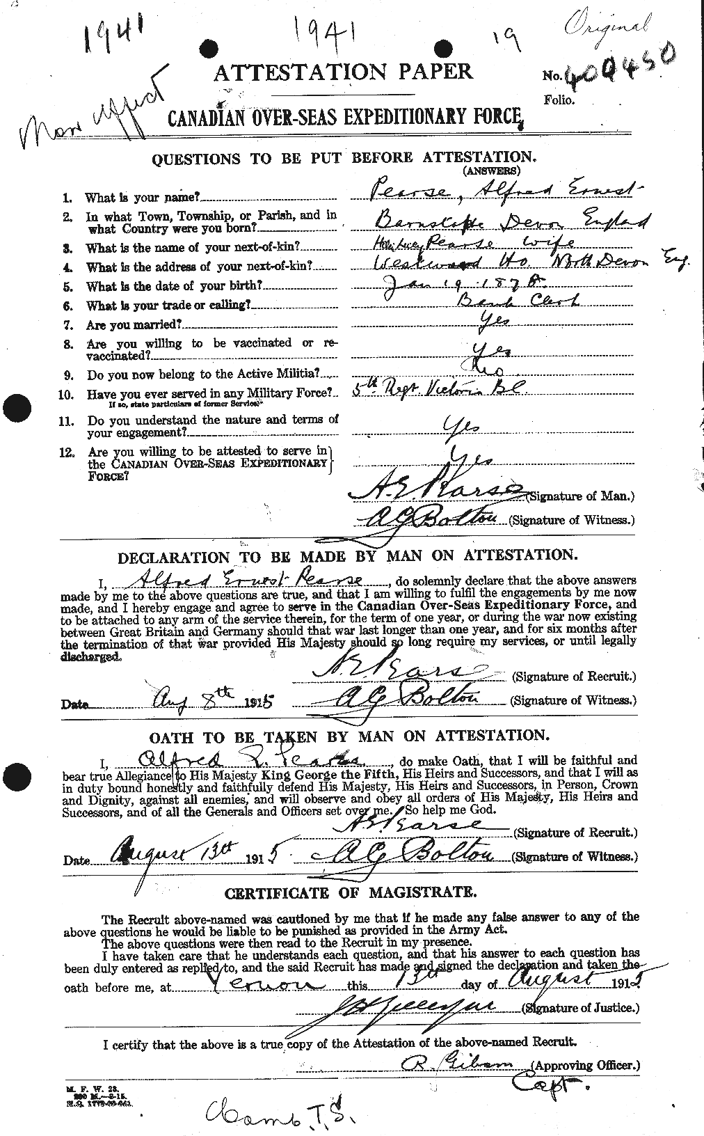 Personnel Records of the First World War - CEF 571501a
