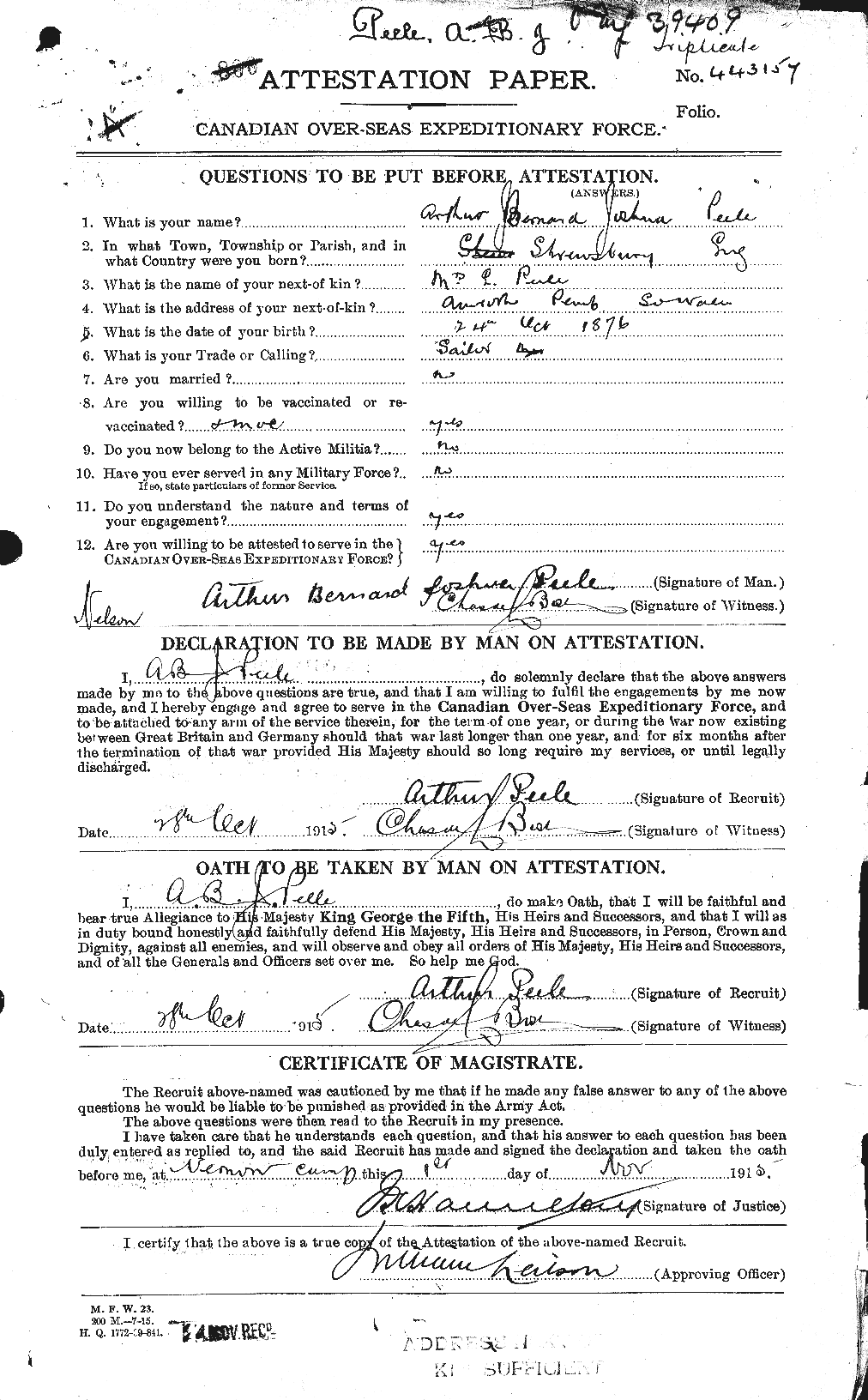 Personnel Records of the First World War - CEF 571864a
