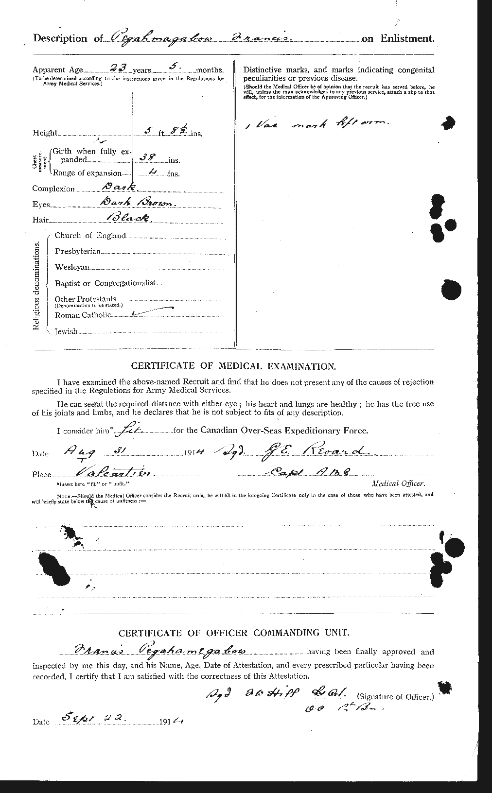 Dossiers du Personnel de la Première Guerre mondiale - CEC 571983b