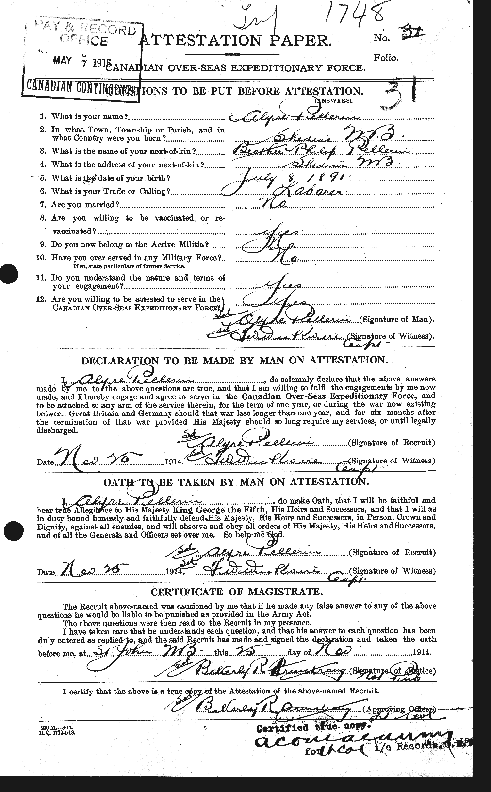 Personnel Records of the First World War - CEF 572230a