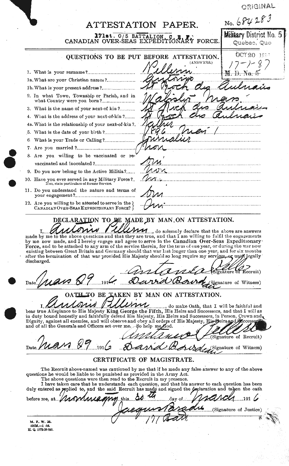 Personnel Records of the First World War - CEF 572235a