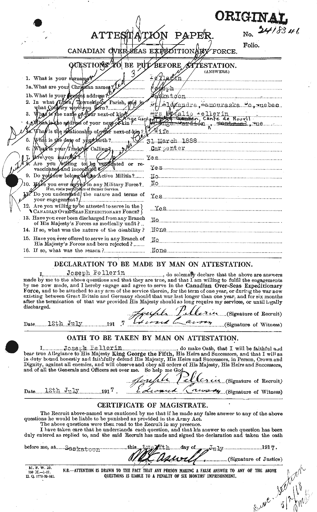 Personnel Records of the First World War - CEF 572254a