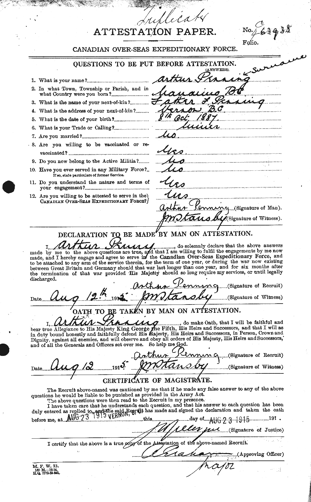 Personnel Records of the First World War - CEF 573198a