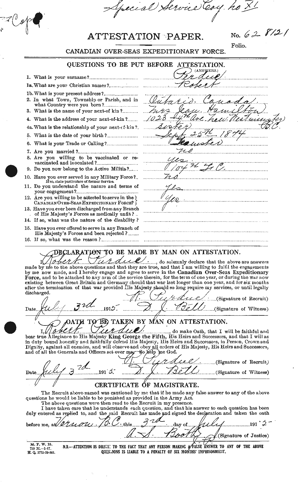 Personnel Records of the First World War - CEF 573838a
