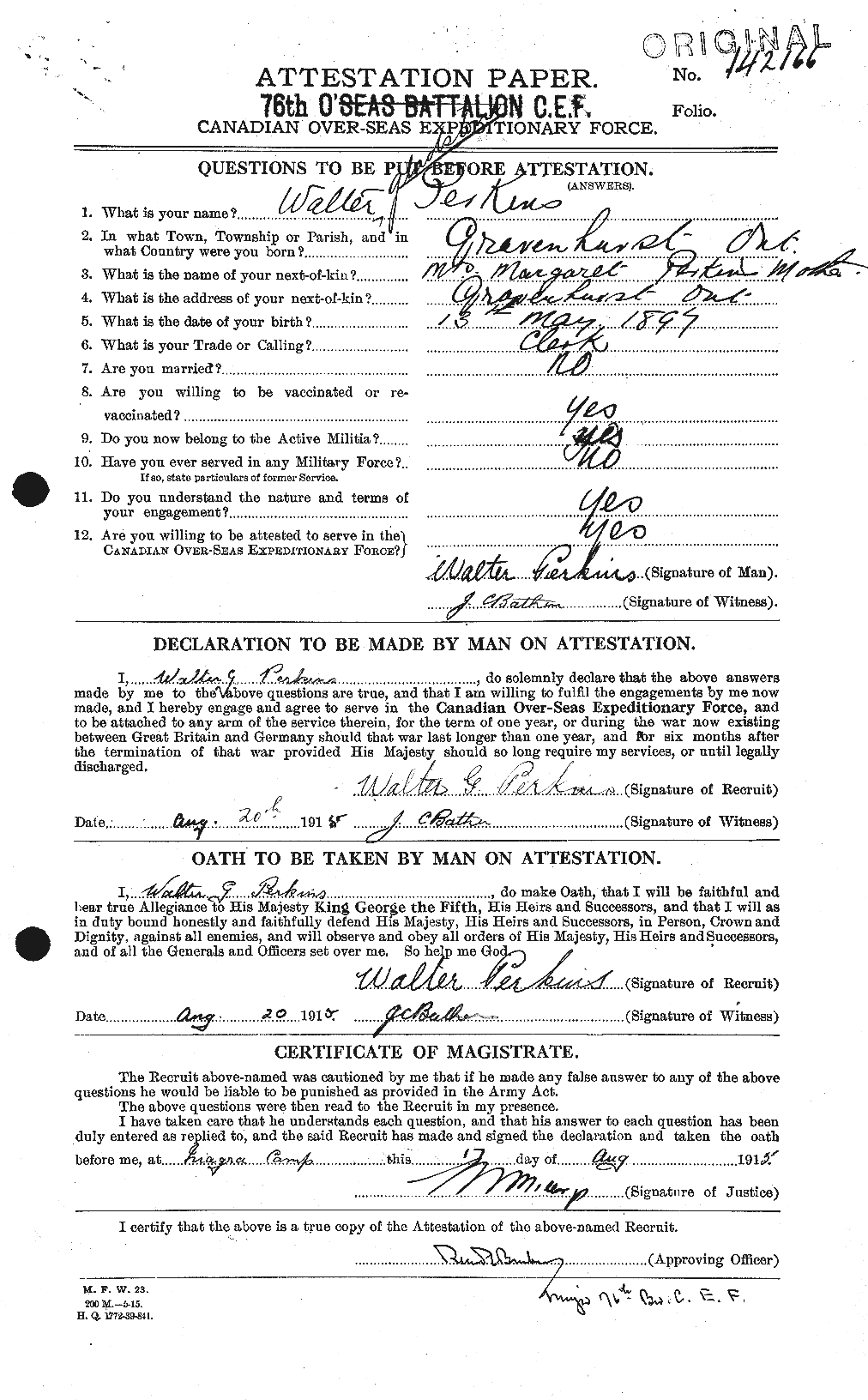 Personnel Records of the First World War - CEF 574075a