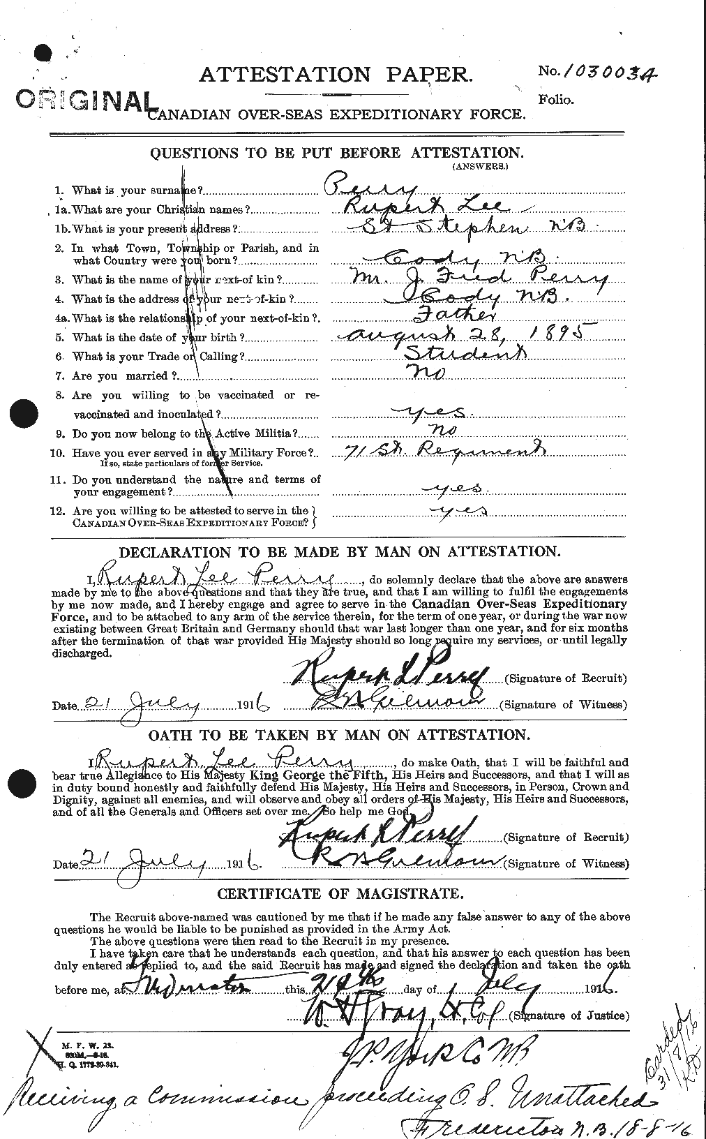 Personnel Records of the First World War - CEF 575040a