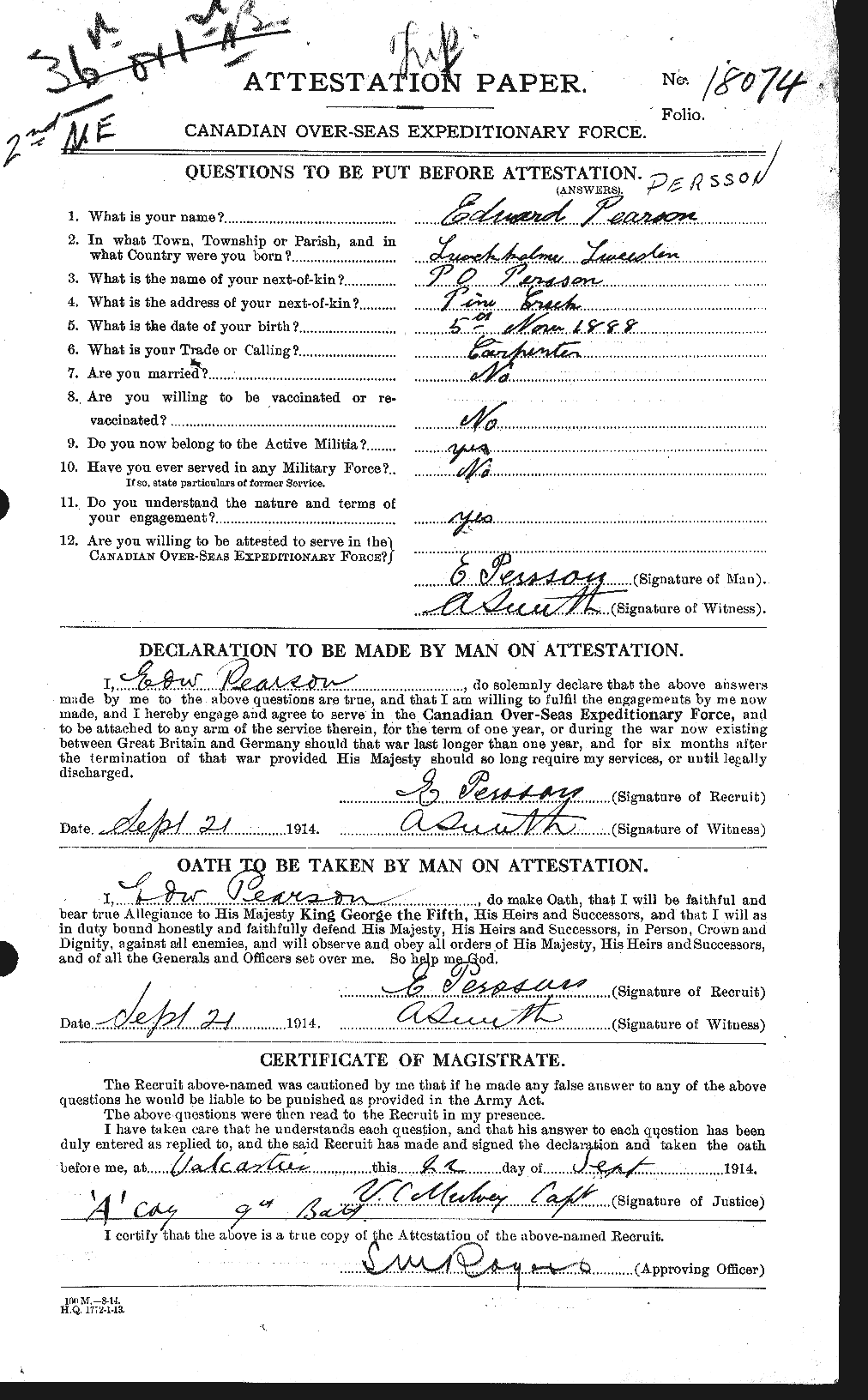 Personnel Records of the First World War - CEF 575170a