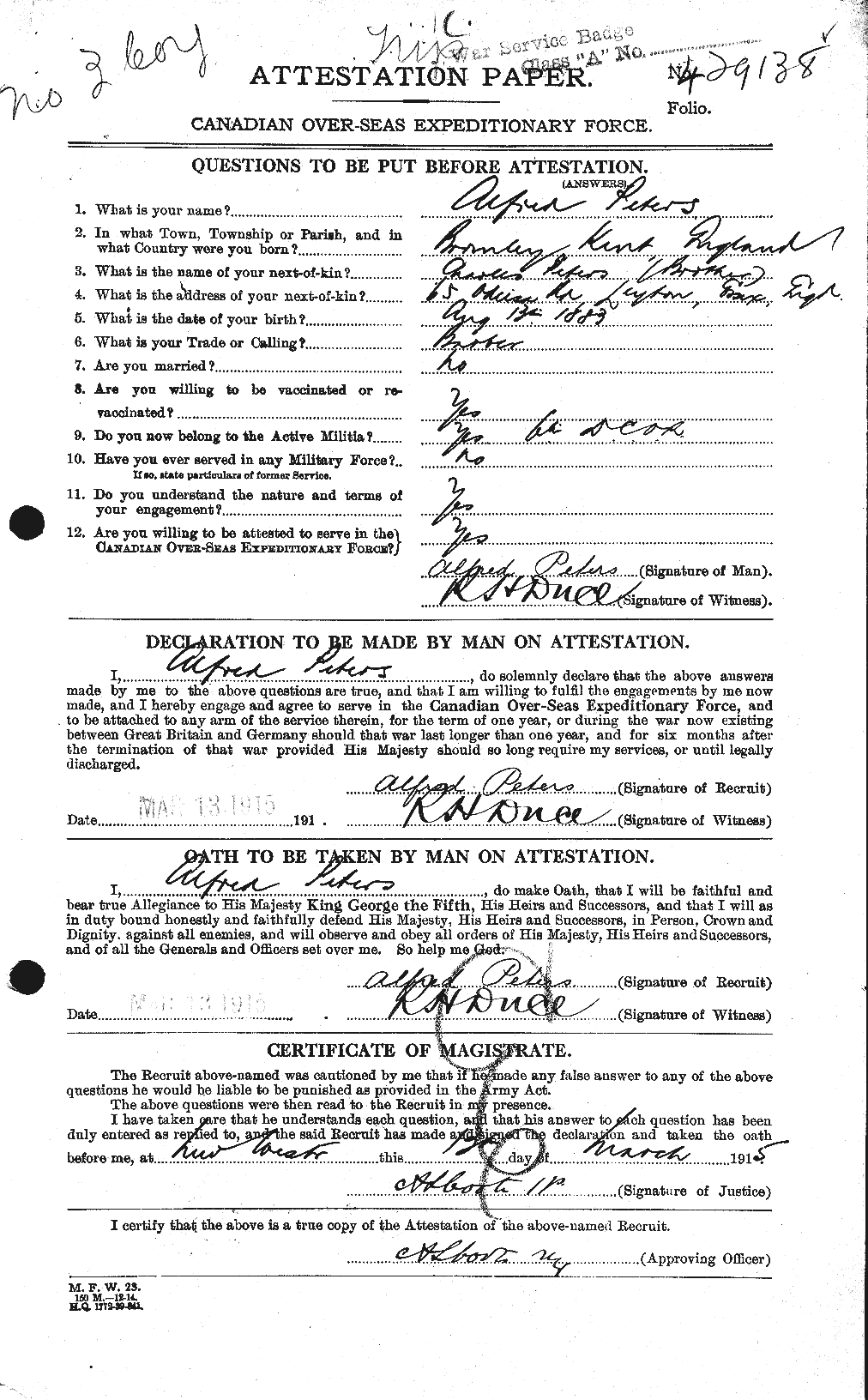 Personnel Records of the First World War - CEF 575333a