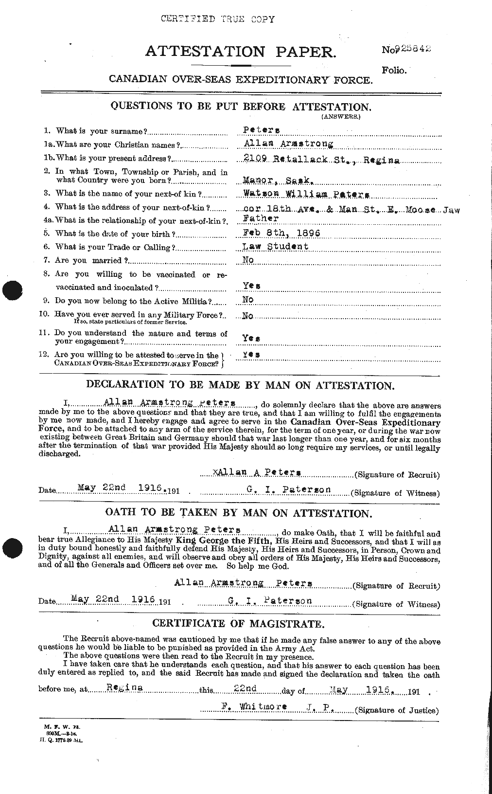 Personnel Records of the First World War - CEF 575342a