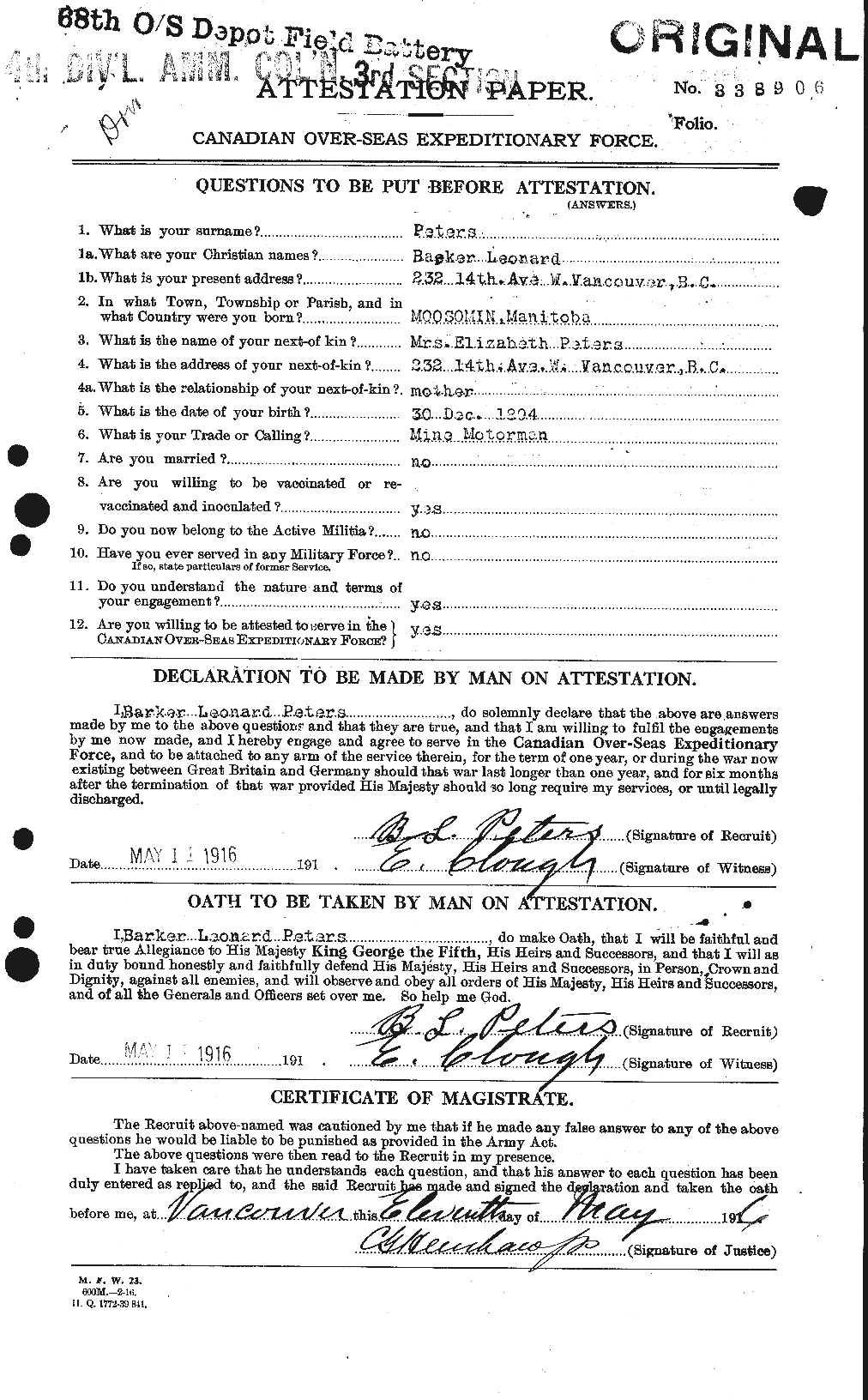 Personnel Records of the First World War - CEF 575359a