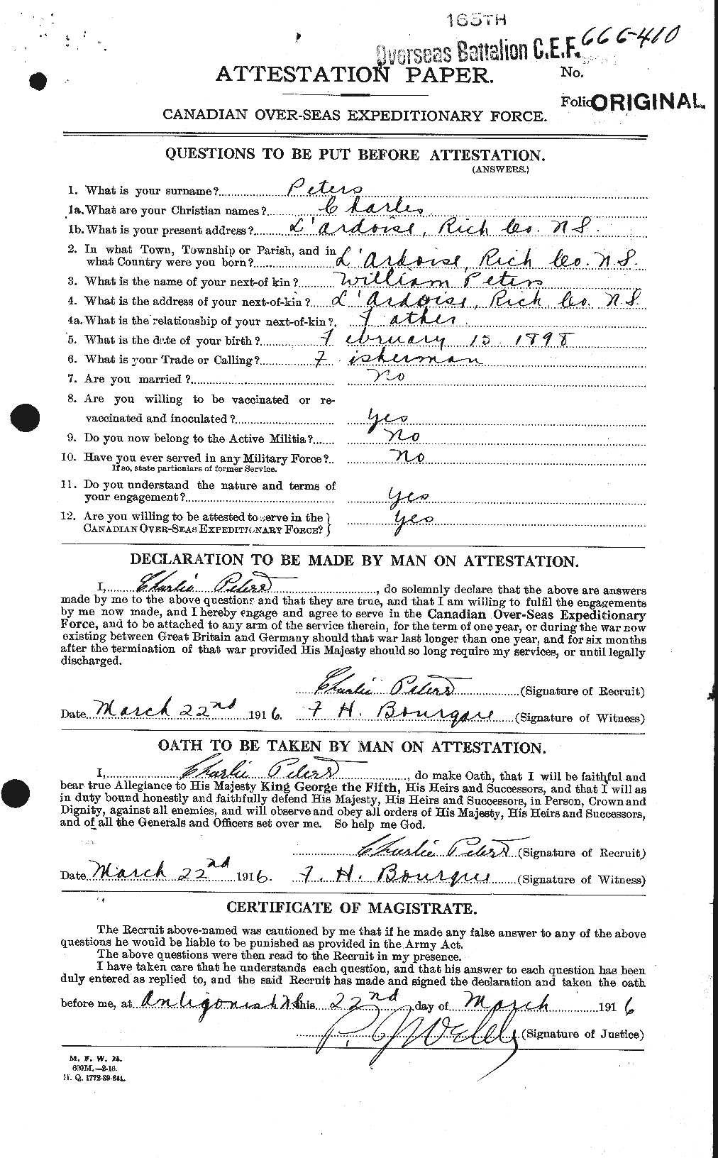 Personnel Records of the First World War - CEF 575365a