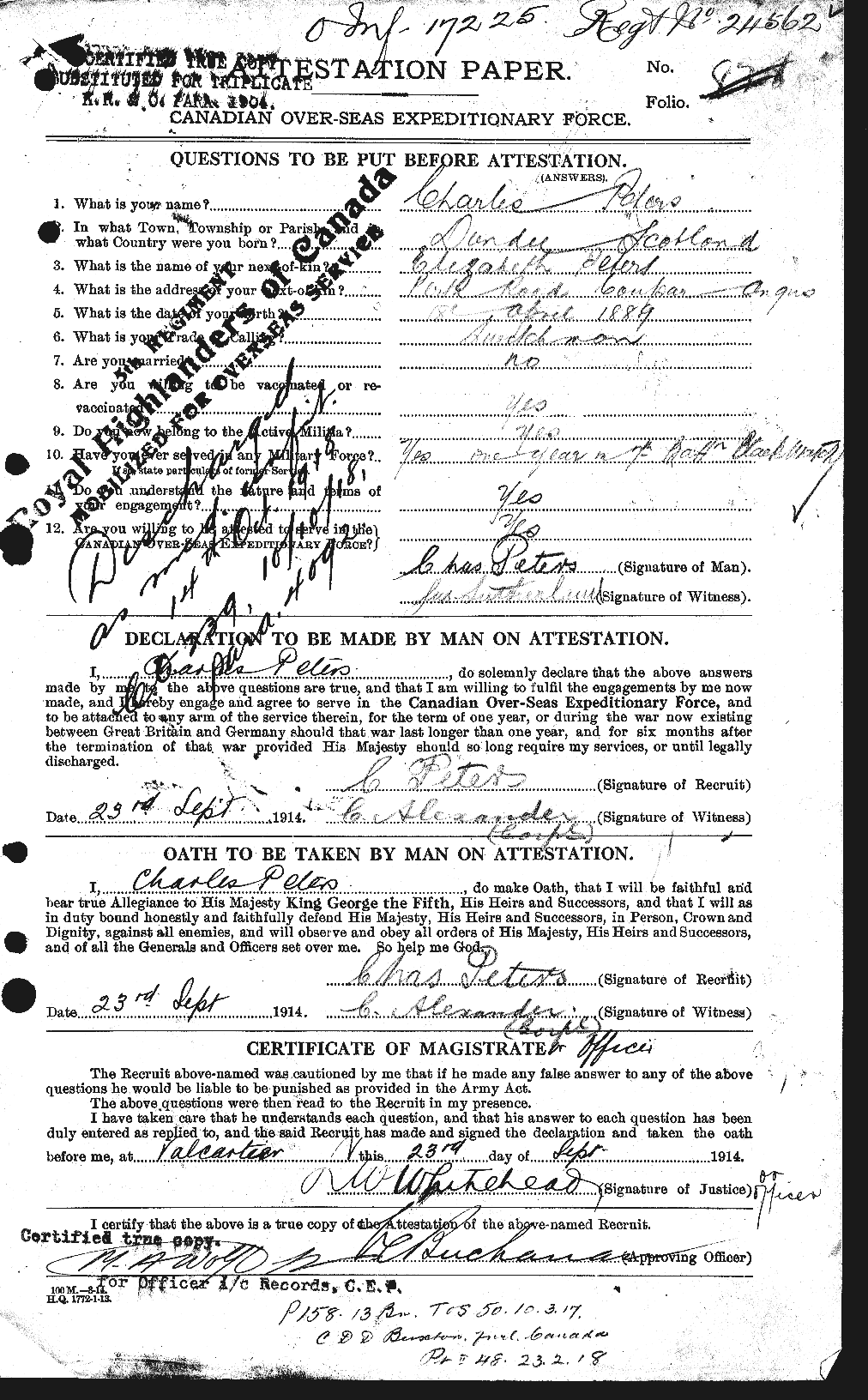 Personnel Records of the First World War - CEF 575366a