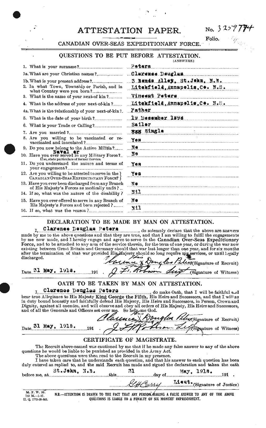 Personnel Records of the First World War - CEF 575375a