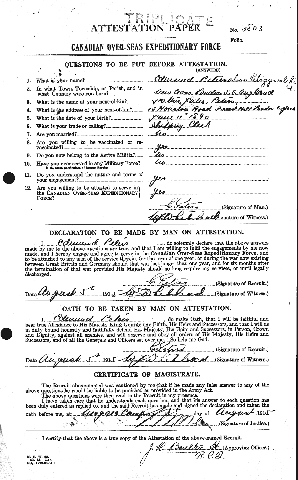 Personnel Records of the First World War - CEF 575401a