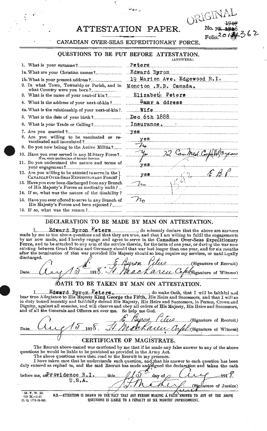 Personnel Records of the First World War - CEF 575405a