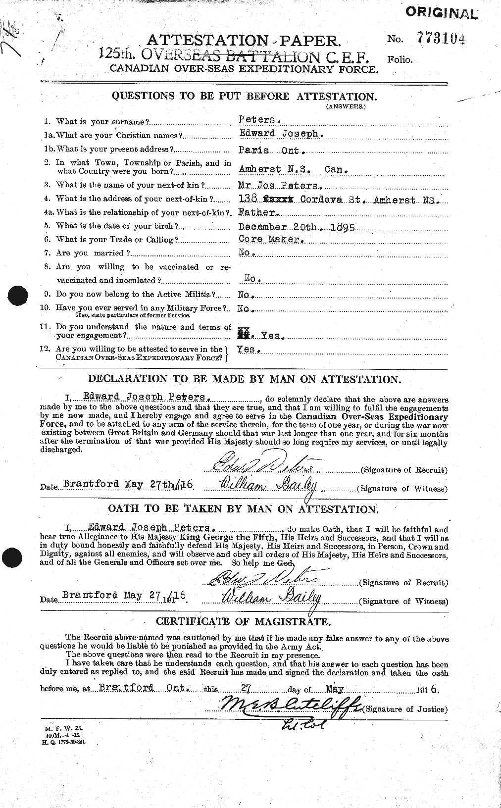Personnel Records of the First World War - CEF 575409a