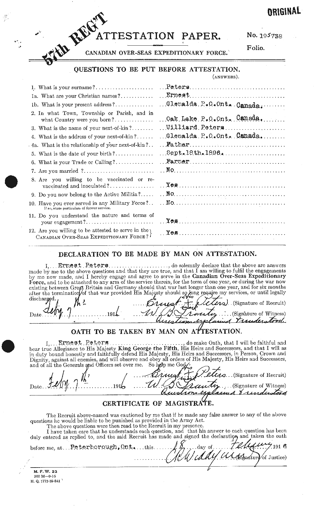 Personnel Records of the First World War - CEF 575414a