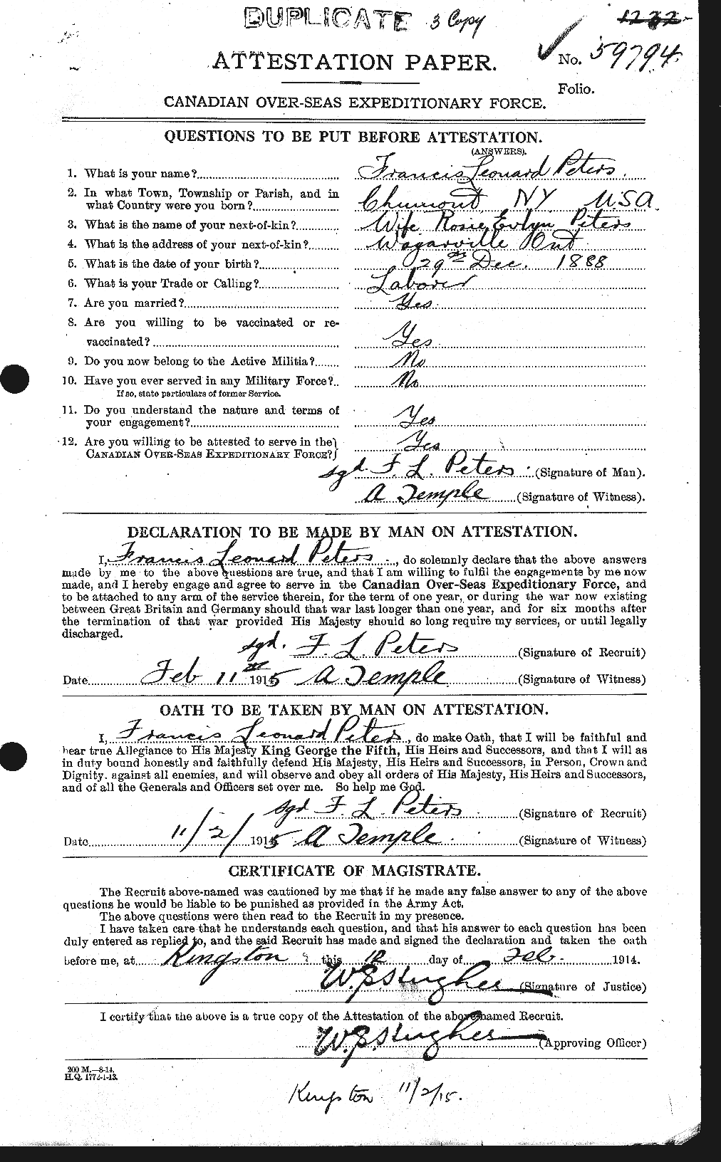 Personnel Records of the First World War - CEF 575424a