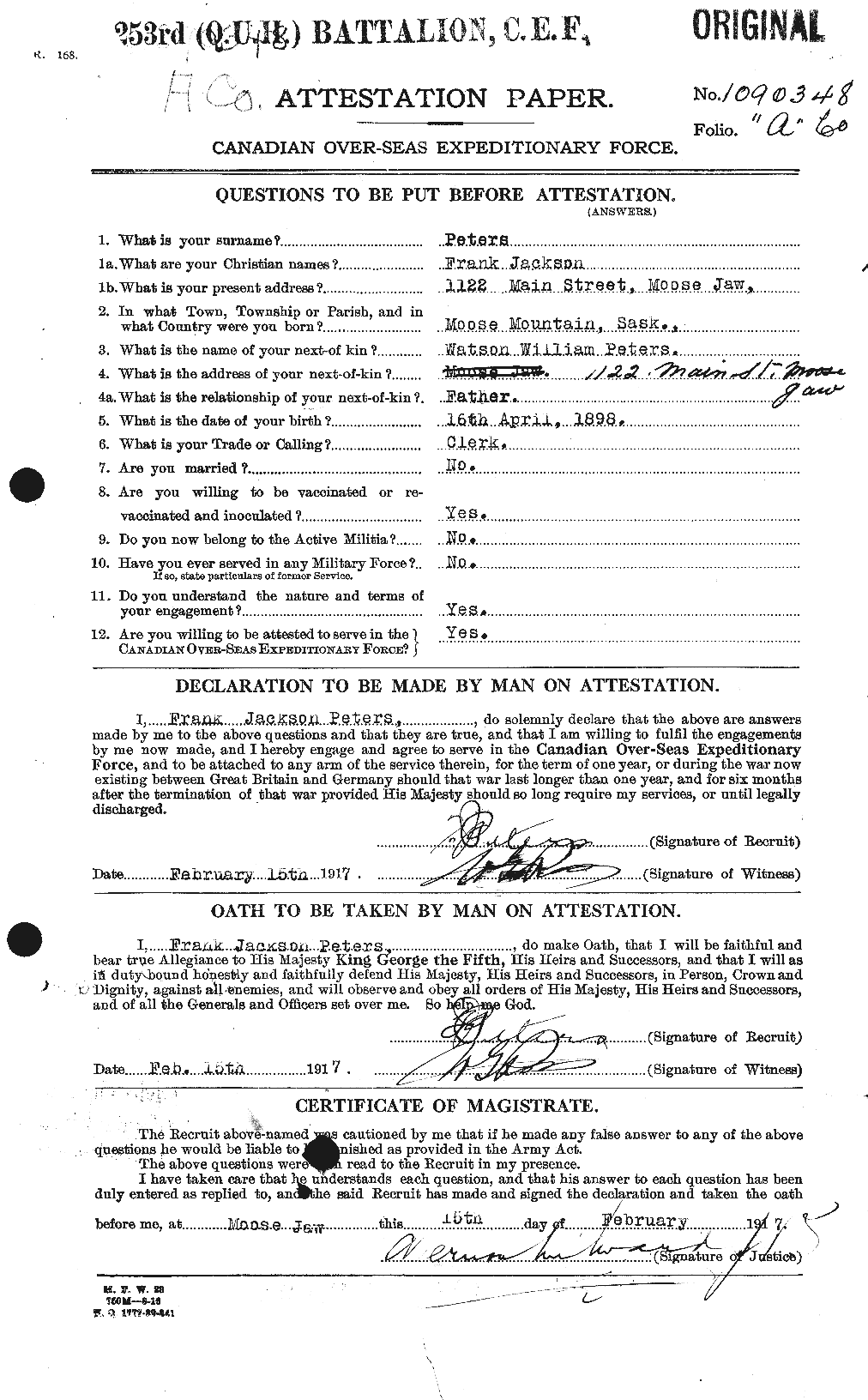 Personnel Records of the First World War - CEF 575430a