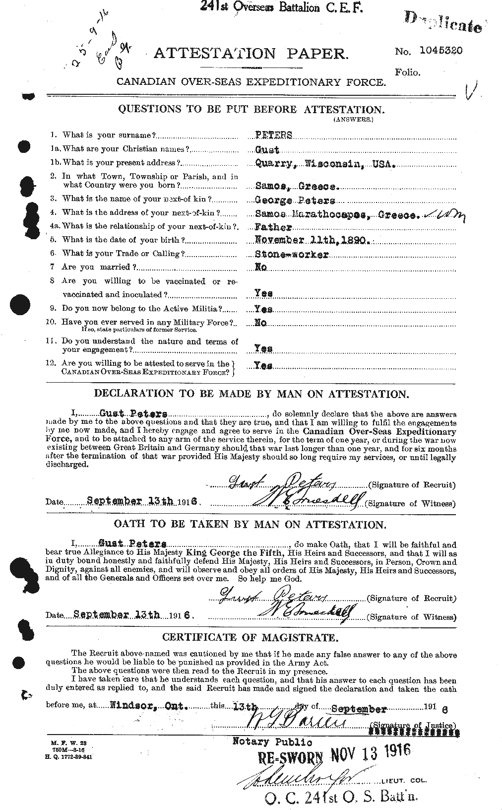 Personnel Records of the First World War - CEF 575473a