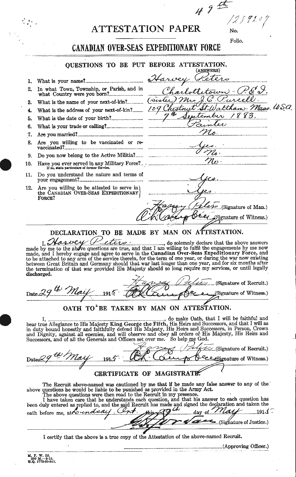 Personnel Records of the First World War - CEF 575482a