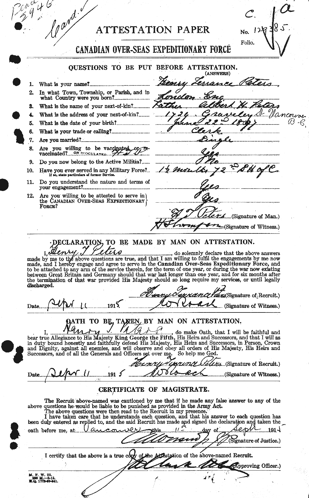 Personnel Records of the First World War - CEF 575493a