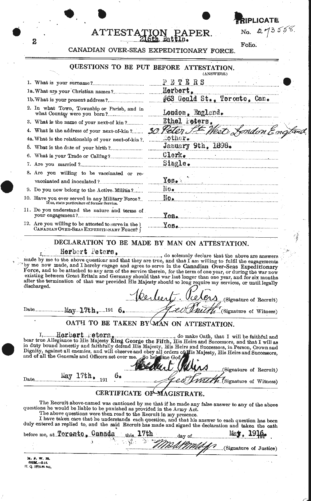 Personnel Records of the First World War - CEF 575496a