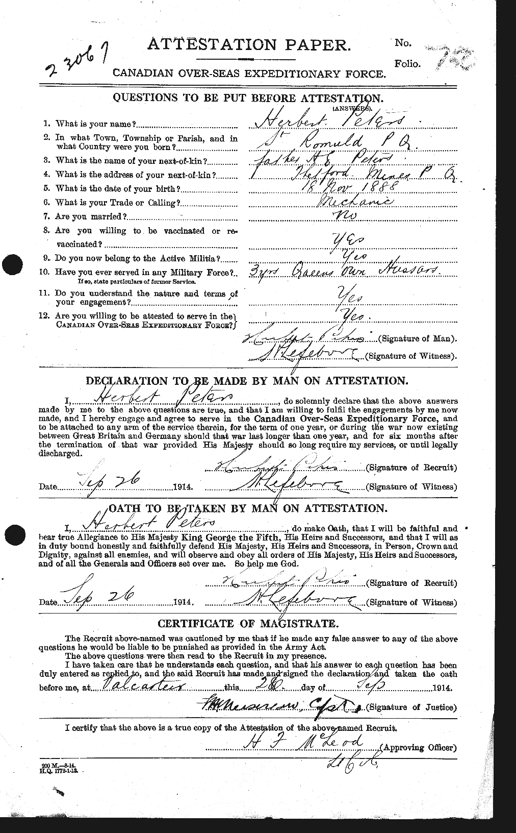 Personnel Records of the First World War - CEF 575498a