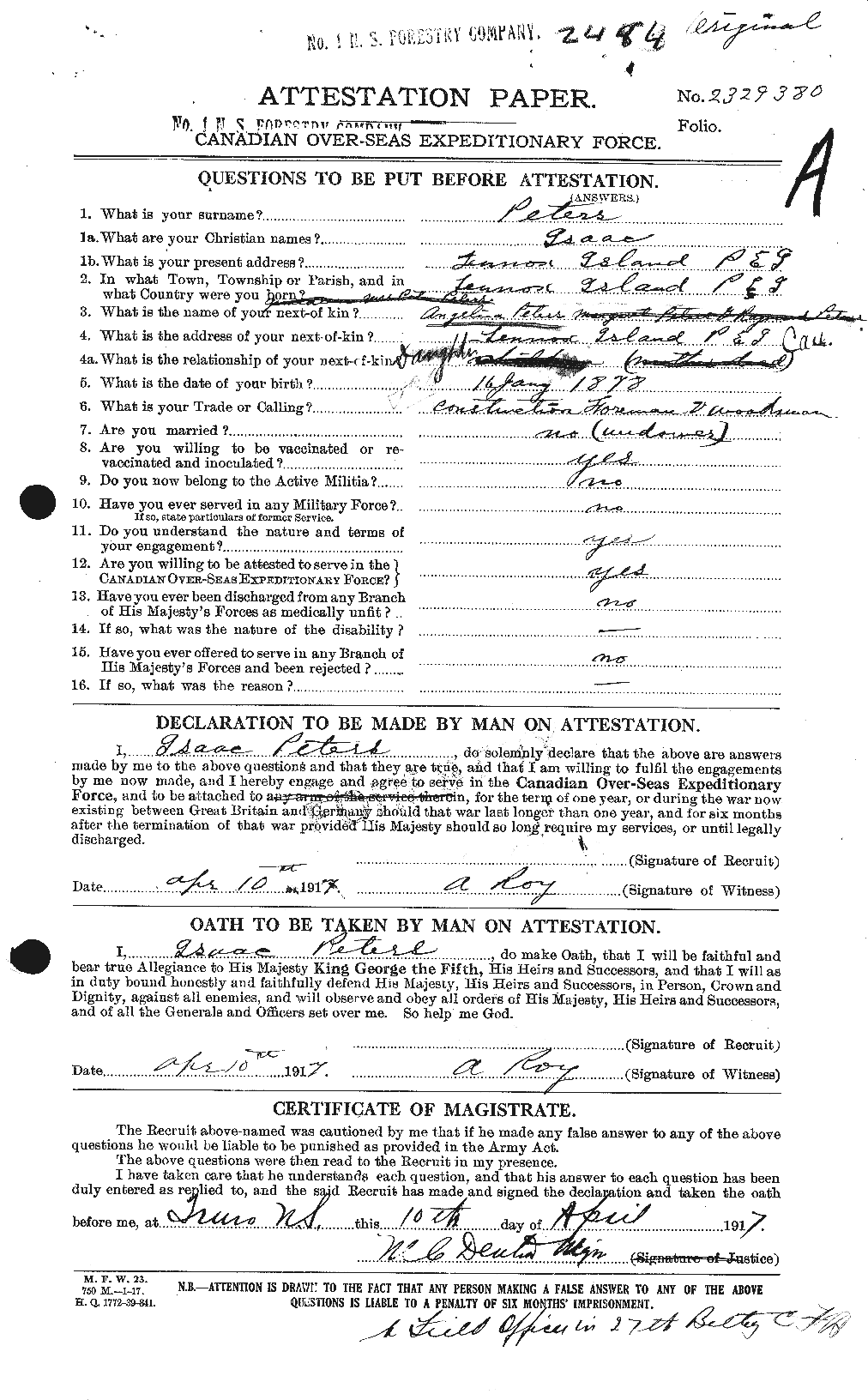 Personnel Records of the First World War - CEF 575509a