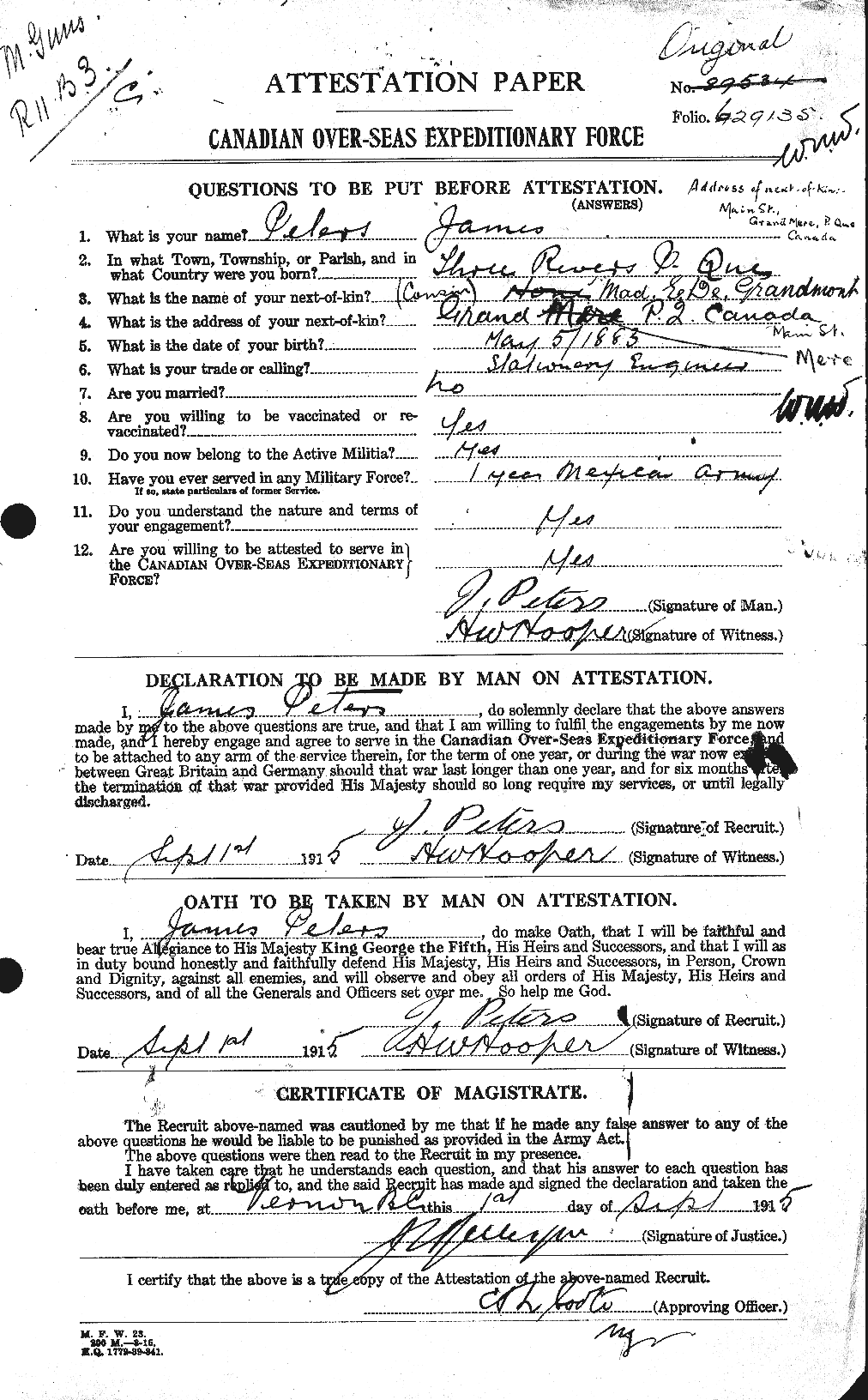 Personnel Records of the First World War - CEF 575524a