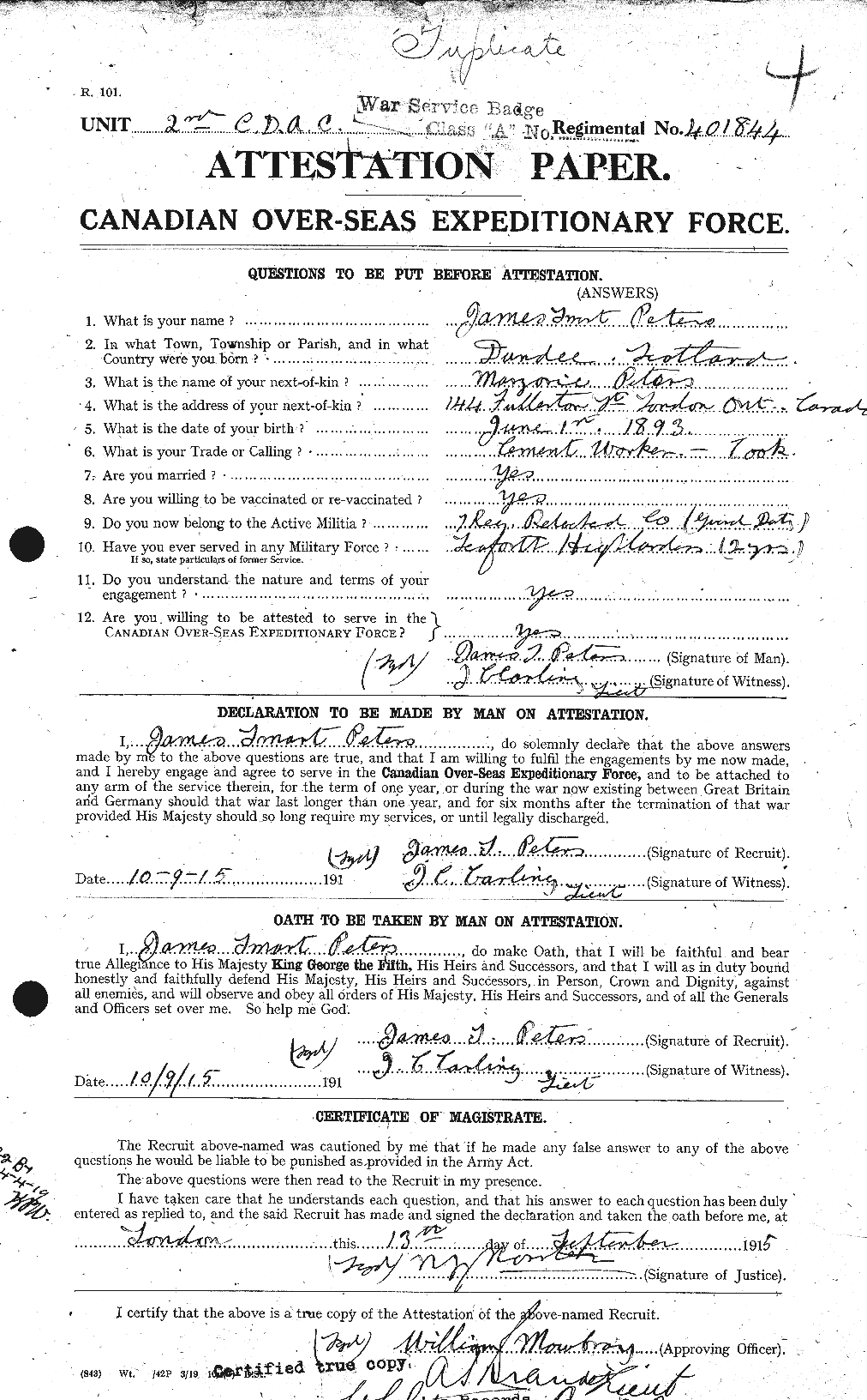 Personnel Records of the First World War - CEF 575527a