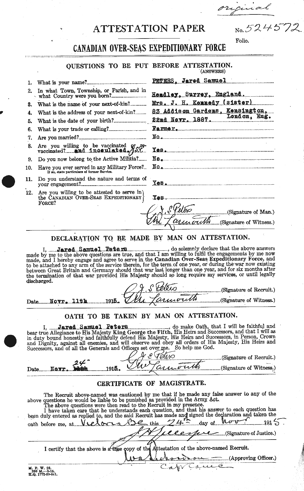 Personnel Records of the First World War - CEF 575531a