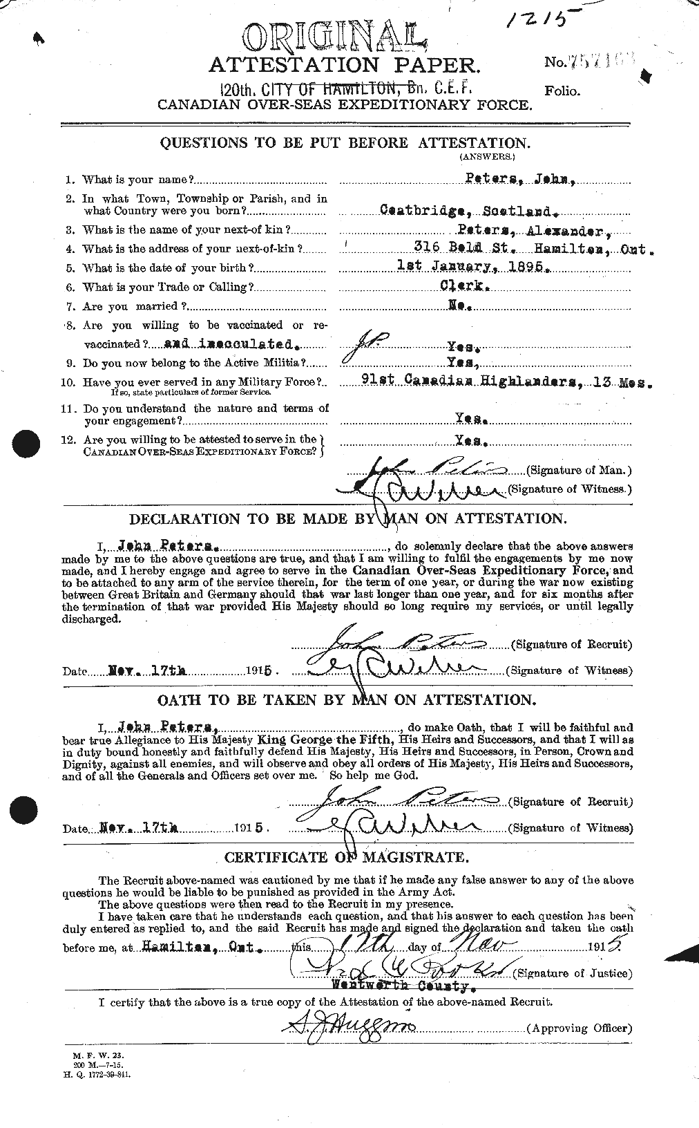 Personnel Records of the First World War - CEF 575536a