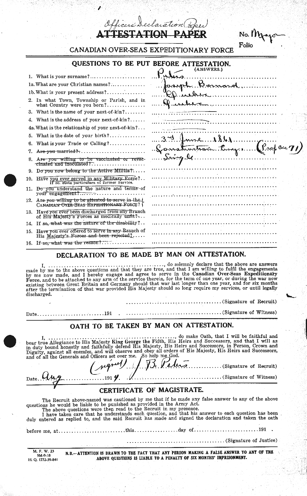 Personnel Records of the First World War - CEF 575559a