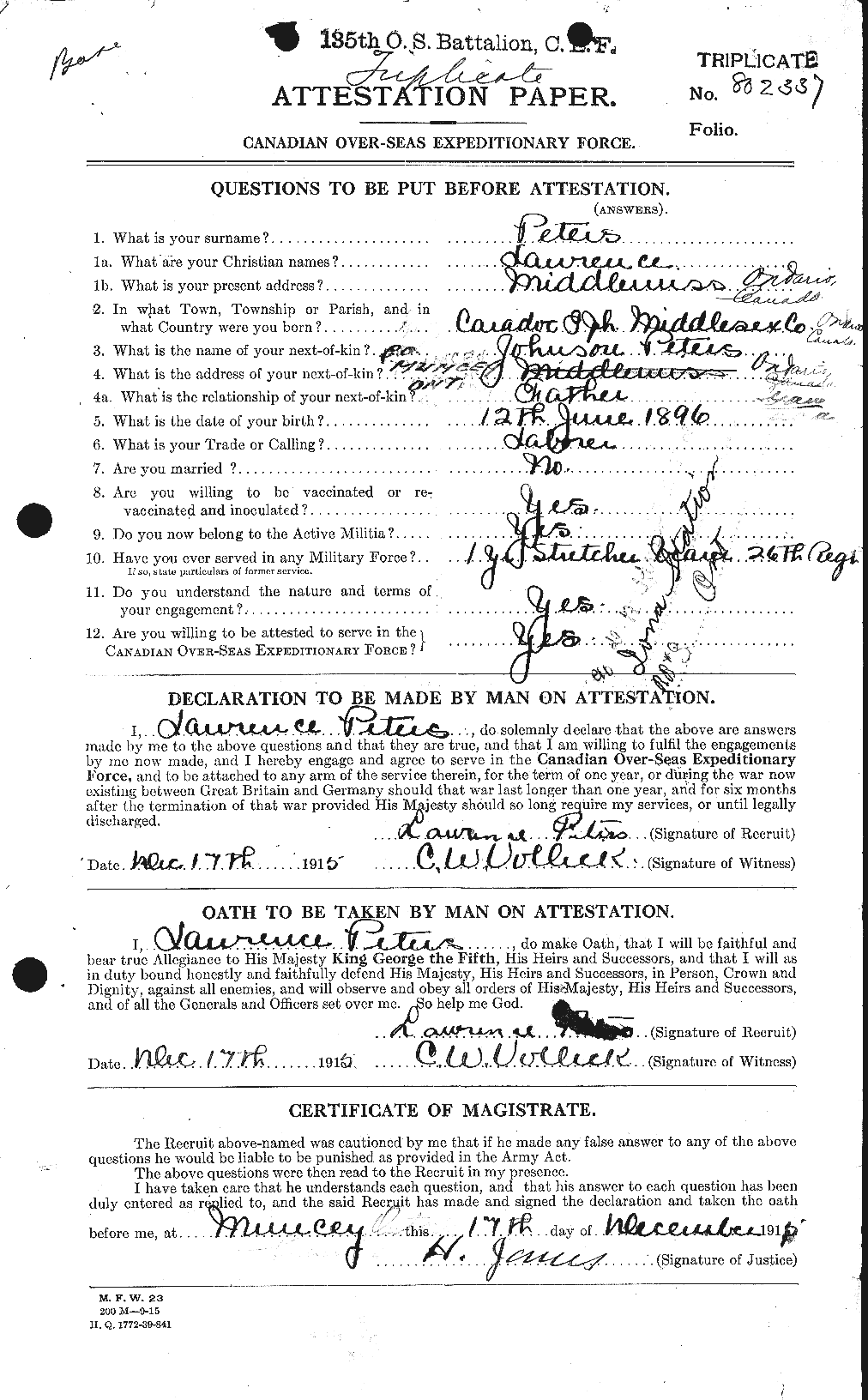 Personnel Records of the First World War - CEF 575569a