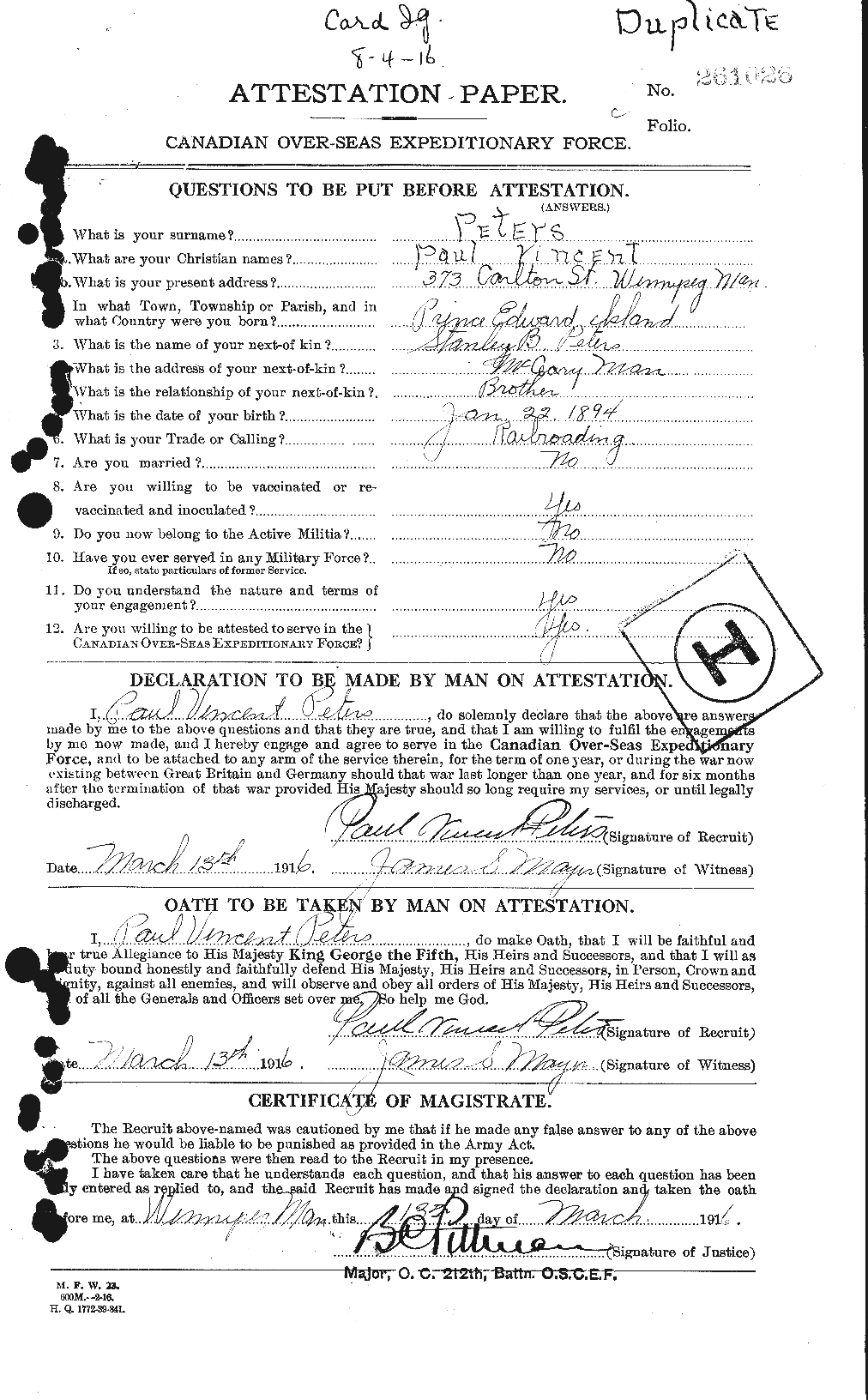 Personnel Records of the First World War - CEF 575594a