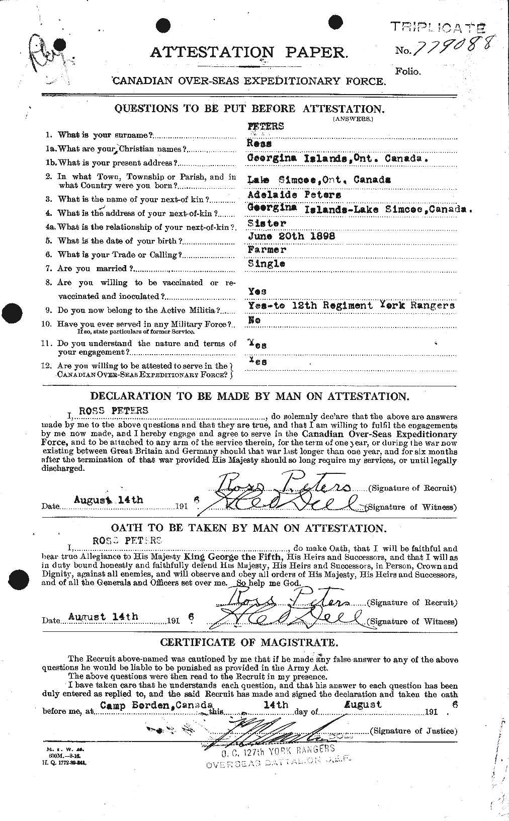 Personnel Records of the First World War - CEF 575614a