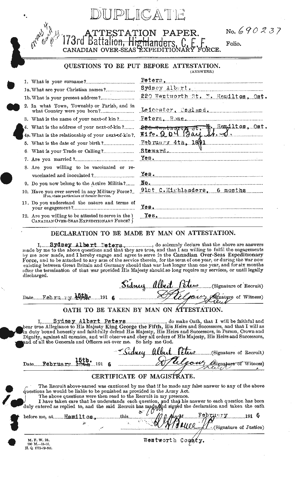 Personnel Records of the First World War - CEF 575626a