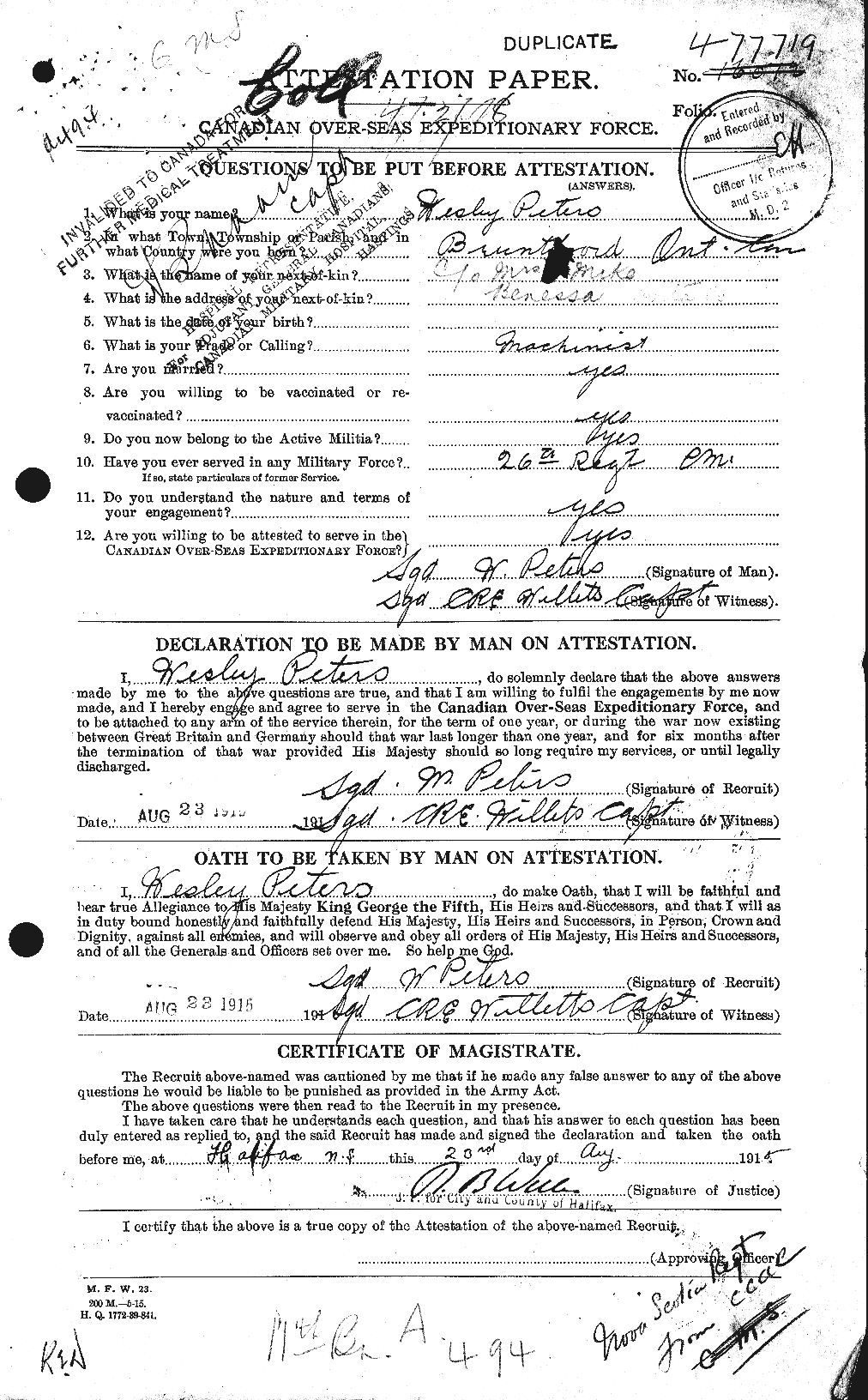 Personnel Records of the First World War - CEF 575638a