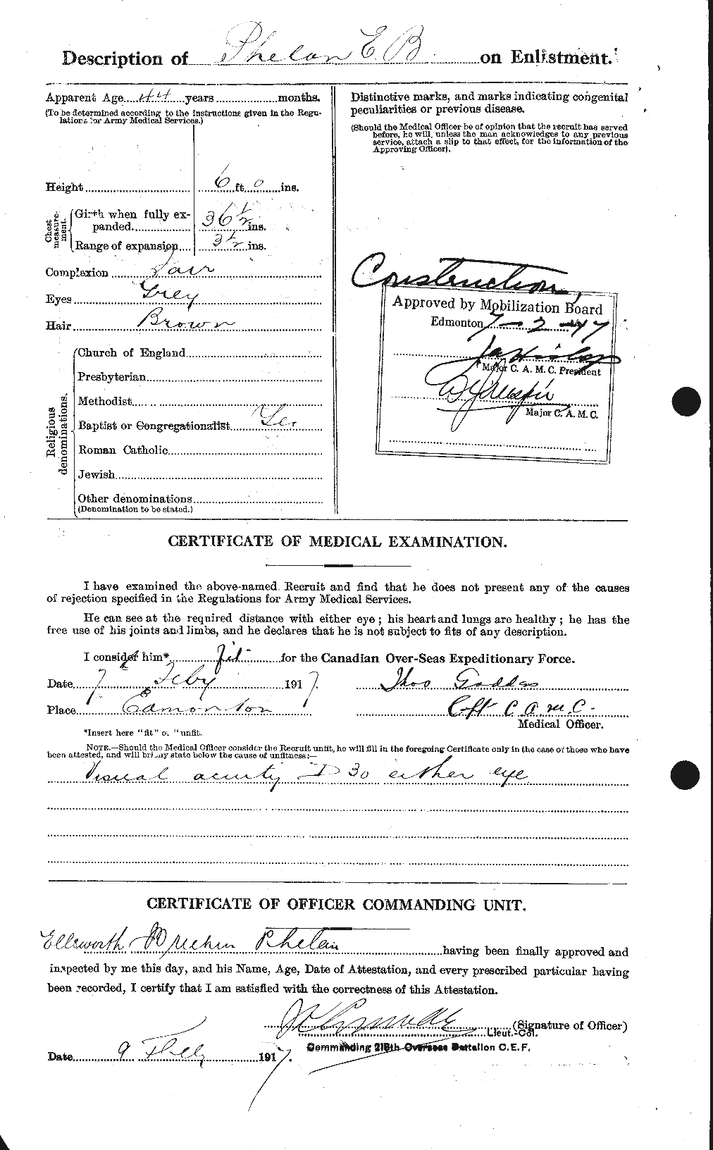 Dossiers du Personnel de la Première Guerre mondiale - CEC 576943b
