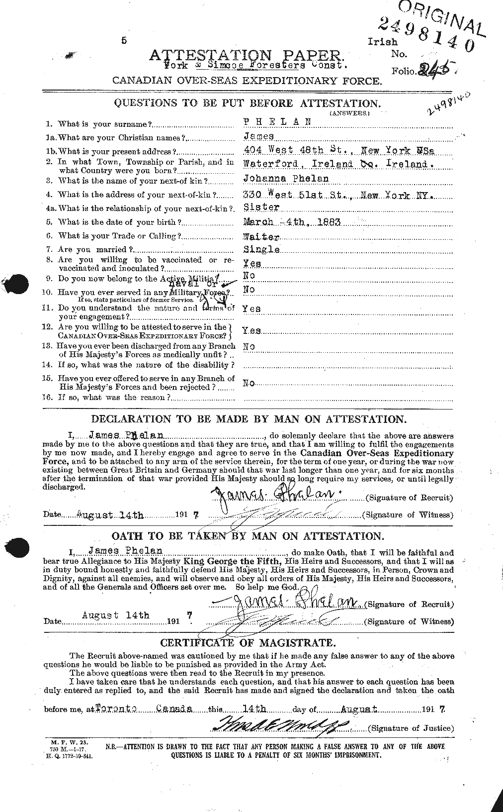 Personnel Records of the First World War - CEF 576951a