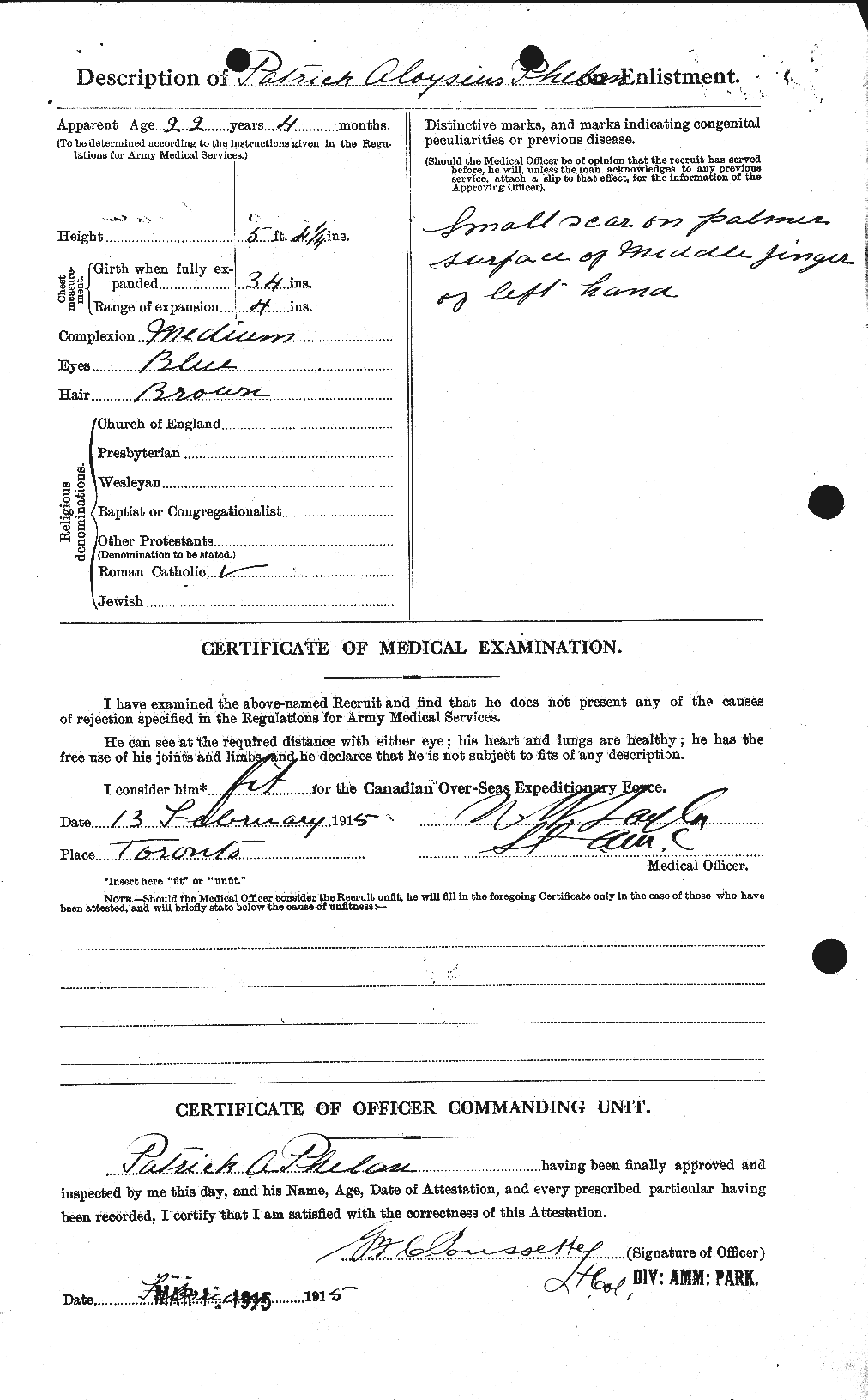 Dossiers du Personnel de la Première Guerre mondiale - CEC 576963b